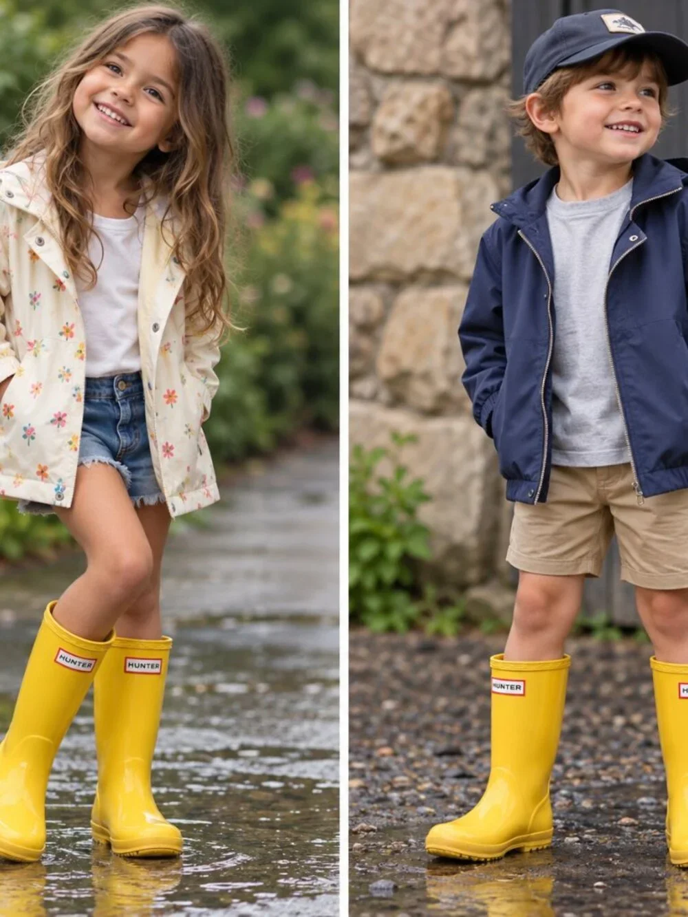 HUNTER Kids Original Yellow Rain Boots Wellington Waterproof Size 10C